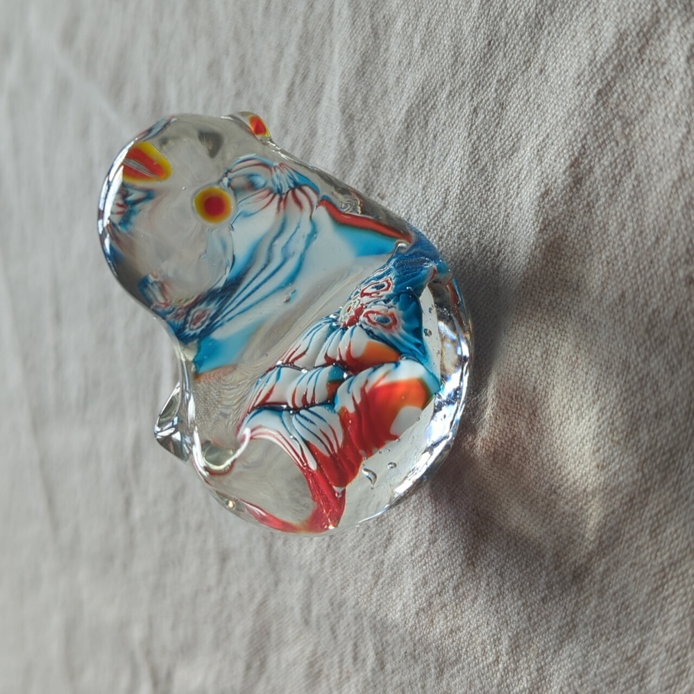 Vintage Millefiori Art Glass Handmade Bird Paperweight